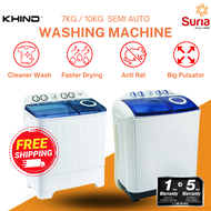 (FREE DELIVERY KEDAH, PERLIS & PENANG) Khind 7kg 10kg Semi Auto Manual Top Load Washing Machine Wash