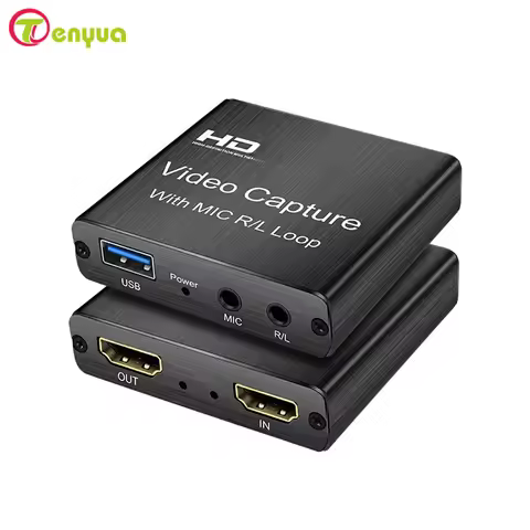 4K USB2.0 Video Capture Card USB 2.0 HD Video Grabber Record Box with Mic loop R/L for PS4 Game DVD 