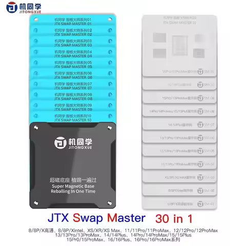 JTX CPU NAND EEPROM Chip Swap Board BGA Reballing Stencil Platform With Magnetic Base For iPhone 8-1