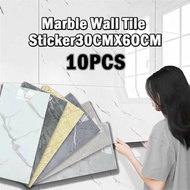 10pcs 30×60cm Marble Wall Tile Paper Kitchen Wall Sticker Wall Paper Bathroom Wallpaper Waterproof T