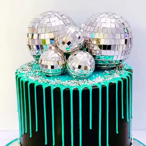 70s 80s 90s Disco Birthday Party Decoration Plastic Tablecloth Disco Mirror Ball Cake Topper Decorat