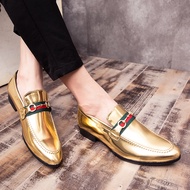 Korea Size 38-48 Men's Formal Slip-on Shoes Business Smooth Leather Shoes Gold COD