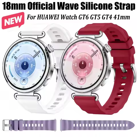 18mm Official Wave Silicone Strap For HUAWEI Watch GT6 GT5 GT4 41mm Sport Bracelet Garmin Forerunner
