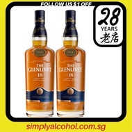 The Glenlivet 18 Years Single Malt Scotch Whisky 70cl Twin Bottles w Gift Box
