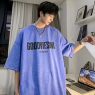 ONE - 水洗做舊T恤（水洗藍M-5XL）（下單后聯繫客服確認發貨尺碼）#F326001474