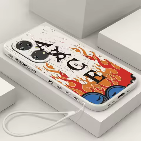 One Piece Luffy Anime Cute Liquid Left Rope Phone Case For Huawei P50 P40 P30 P20 Pro Lite Nova Y9S 