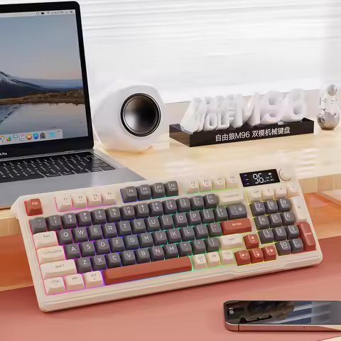 FREEWOLF M96 Keyboard Features Wireless Dual-mode,Digital Display,Built-in Battery and Long-lasting 