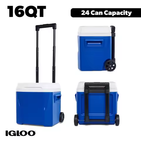 16 QT Laguna Hard Side Ice Chest Cooler with Wheels for Outdoor Camping, Picnic, Tailgating Blue, UV