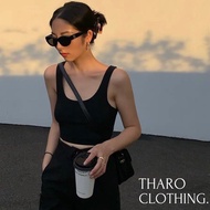 Women's Ribbed Crochet Shirt, Square Neck Twill - Tharo Clothing