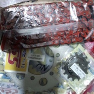 MERAH GEAR SET NINJA 415*37-15T CHAIN 415 RED GOLD SSSbiru