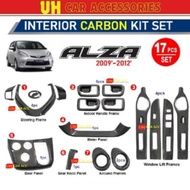 Perodua Alza 2009 - 2012 Carbon Fiber 17PCS Interior Decoration Accessories Frame Cover