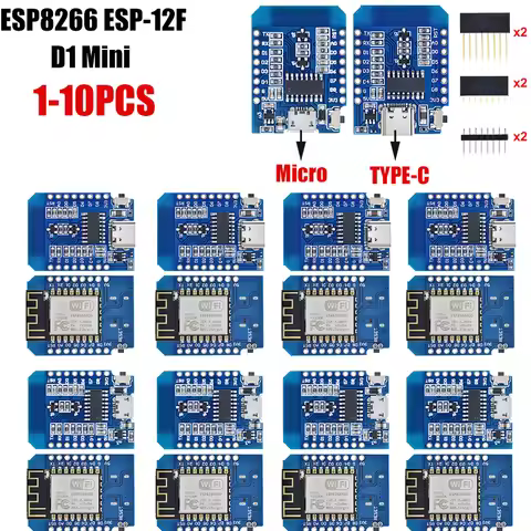 1-10pcs ESP8266 D1 Mini WIFI Development Board ESP-12F Wemos D1 Mini Nodemcu Lua Iot Board 3.3V Met 