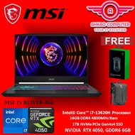 MSI 15 B13VEK-046 15.6'' FHD 144Hz Gaming Laptop ( I7-13620H, 16GB, 1TB SSD, RTX4050 6GB, W11 )