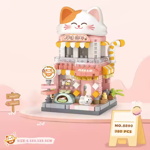 LOZ Mini Street Shop Building Blocks DIY Assembly Model Bakery Pet Shop Gallery Desktop Decor Christ