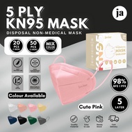 Javior Face Mask Premium 50pcs KN95 Baby Pink Earloop 5ply Individual Packed 20PCS with box 3D Mask