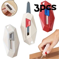 3pcs Mini Box Opener Keychain Retractable Package Opener Serrated Safety Cutter Portable Letter Open