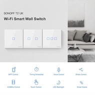 SONOFF TX T2 WiFi Wall Switches UK 1/2/3 Gang,100-240V AC Support Alexa Google Home Nest Wireless Touch Light Switch Smart Switch Panel APP Timing Remote Control for Living Room Bedroom