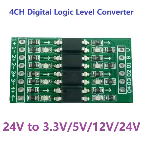 4ch 24V to 3.3V 5V 12V 24V Digital Logic Level Converter Module OP71A04