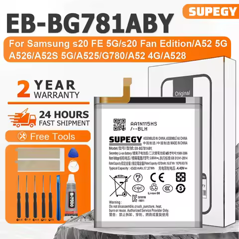 SUPEGY 100% New Battery EB-BG781ABY For SamsungS20 FE 5G/S20 Fan Edition/A52 5G/A526/A52S 5G/A525/G7