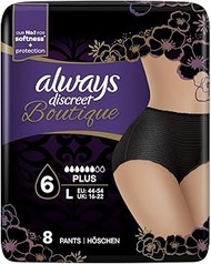 Always Discreet Boutique Pants Plus Black Large 2 Packs of 8
