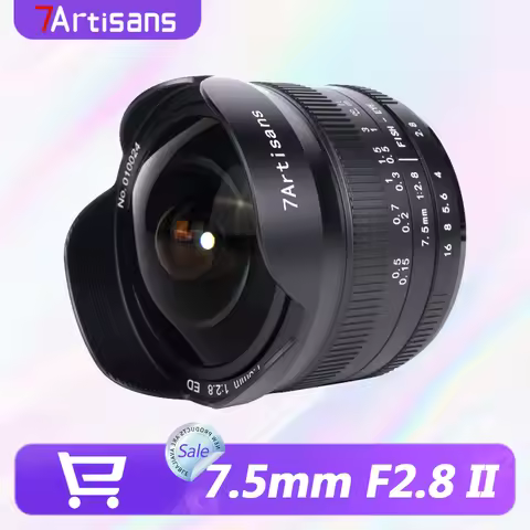 7artisans APS-C 7.5mm F2.8 II Manual Focus Fisheye Camera Lens for Creative Photography with Sony E 