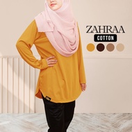 [XS-7XL] TUDIAA ZAHRAA COTTON - Tshirt Muslimah Basic Long Sleeve Blouse Cotton Plus Size / Baju Size Besar