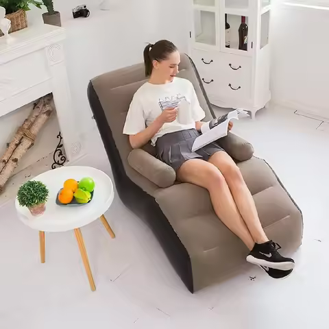 Folding Lazy Sofa,Inflatable Lounge Chair Thickened Durable Folds,Compactly Gaming Lounger Air Bench