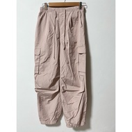 GU Women's Cargo Pants High Waist Leg Ends With Drawstring S-Shaped Pink Second Hand Good Condition