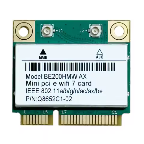 WiFi 7 Mini PCI-E WiFi Card BE200 BE200HMW 8774Mbps 2.4G/5G/6Ghz For Bluetooth 5.4 802.11BE Wireless