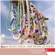 [SG SELLER] Colorful Pearl Beads Necklace Flower Star Smiley Choker Women Jewelry Accessories