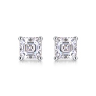Pass Diamond Tester 925 Sterling Silver Moissanite 1CT Cuff Ear Hoop Huggie Stud Earrings