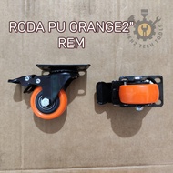 (1 PCS) 2" ORANGE PU BRAKE WHEELS DISPLAY WHEELS/2" THICK BRAKE WHEELS 2" ORANGE NYLON WHEELS