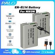 PALO EN-EL14 EN EL14 EL14a Battery 1650mAh With Type-C Interface For Nikon D3100 D3200 D3300 D3400 D