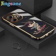 Jingsanc เคสโทรศัพท์น่ารักสำหรับ Infinix Smart 8/Smart 7/Zero 5G 2023/Note 30 4G 5G Pro Vip/ Hot 30 30i 20 Play ฟรีสายคล้องกีฬาเด็กเล่นสเกตสุดเท่กล้องบางเฉียบหรูหราแคนดี้ฝาหลังกันชนอิเล็กโทรเพลท TPU แบบนิ่ม X1-1