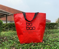 babao กระเป๋าถุงผ้าพีพีสาน (PP Woven Fabric) ทรง beach bao สีแดง ขนาด : 45x16x40CM. Size : M