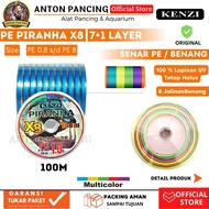 Kenzi Piranha X8 PE 0.8 to/d PE 8 100 Meter Multicolor 8 Layer Fishing Line