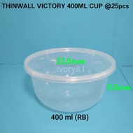 Thinwall food container 400ml VICTORY Lunch Box/ 400ml salad Cup/ 400ml Pudding Cup Bowl BENING