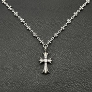 X6LV Crm Hrt Retro Diamond Cross Necklace Men Women Cross Flower Chain Set Chain Integrated Chain