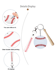1入組亞克力棒球鑰匙扣套裝，DIY鑰匙扣，木棒鑰匙座，3合1棒球吊飾，可用於裝飾背包、汽車、房間
