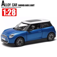 Free shipping 1:28 Mini Cooper Alloy Scale Car Model Diecast Metal Miniature Car Sound＆Light Classic