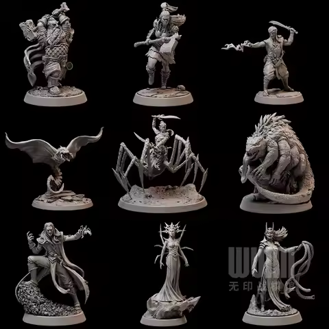 3D Printed Unpainted Dark Elves Drow Elves Humans Lizards Sharks And Lizards DND Board Game Pieces