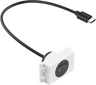 QIANRENON 23 * 36mm USB C Wall Plate Socket Module Short Cable Adapter USB Type C 3.0 Male to Female