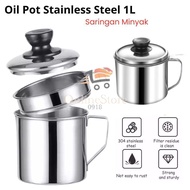 OS A306 - OIL POT STAINLESS STEEL FILTER FOR LEFTOVER COOKING OIL, 1L WASTE COOKING OIL CONTAINER