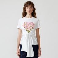 [DISAYA] - Rose bouquet T-shirt เสื้อยืดพิมพ์ลายกุหลาบดีเทลผูกเอว