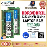 Crucial แล็ปท็อป Ram DDR3 DDR3L 8GB 4GB 1333MHz 1600MHz หน่วยความจําโน้ตบุ๊ค SODIMM PC3-12800S PC3-1