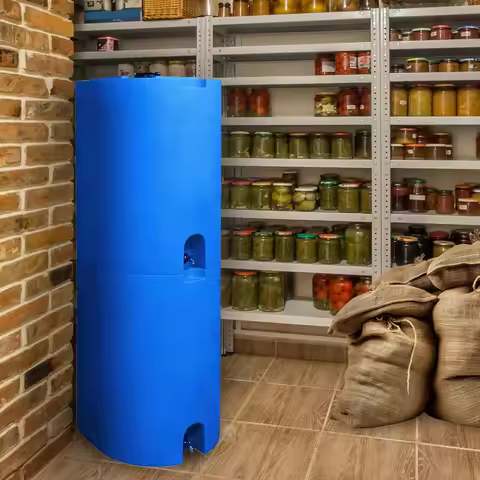 Blue 55 Gallon Water Storage Tank - Emergency Water Barrel Container with Spigot for Emergency Disas