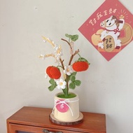 柿柿豐收盆栽 柿子 稻穗 幸運草 柿柿如意 鉤針盆栽 擴香石 新年