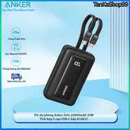 Pin dự phòng Anker Zolo 20000mAh 45W tích hợp 2 cáp USB-C A1681C Sạc Nhanh 45w Samsung 40w IP17Seri