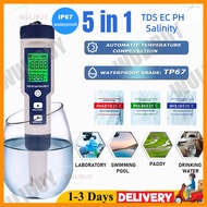 🔥 5 in 1 TDS/EC/PH/Salinity/ORP/S.G PH Tester Temperature Meter Digital Water Quality Tester for swi