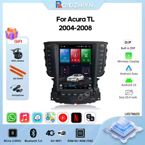 10.4inch Car Radio Multimedia Video Player For Acura TL 2004-2008 GPS Navigation Android13 Auto 8Cor